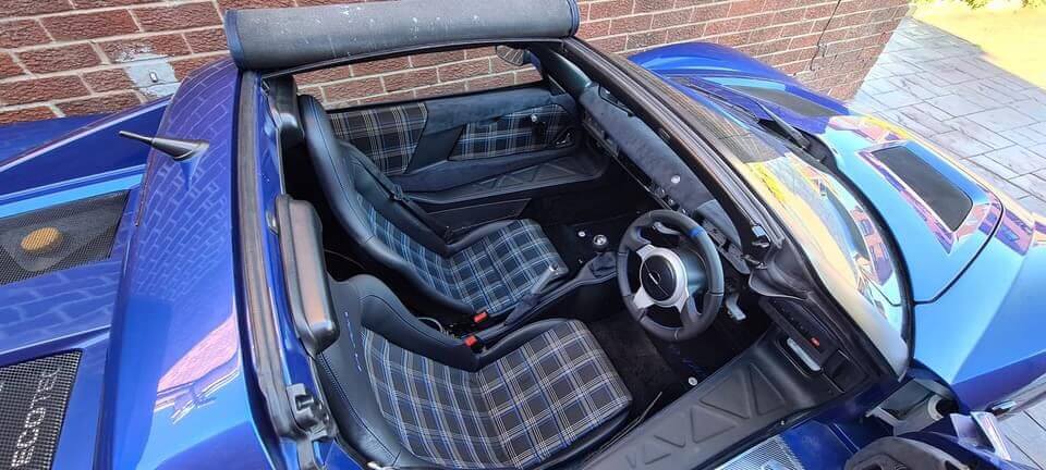 Blue car with black interior